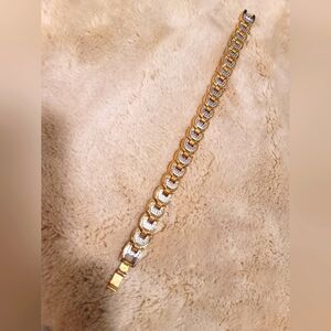 Vintage‎ Chunky 18ct Gold Plated Reversible Link Bracelet 7.5"